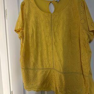 Crown & Ivy Yellow Eyelet Blouse